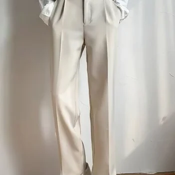 men's drape long pants, Korean version trend slim fit small foot casual pants, men's spring and autumn straight leg suit pants