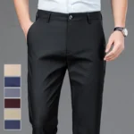 Male Pants Stretch Solid Black Smart Casual Men's Trousers Office Quick Dry Suit Pants New Spring Autumn Korean Straight Pants