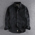 kf-S73fcdd9bdded462199416b7cf641ea08D-Cargo-Shirt-For-Men-Long-Sleeve-Premium-Cotton-Solid-Color-Washing-Lapel-Youth-Japan-Style-Simple