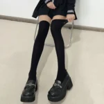 kf-S0fc4e953b6a84963906562b6455d8e2bJ-Solid-Color-Black-White-Long-Socks-Stockings-JK-Japan-Style-School-Girls-Thigh-High-Stockings-Lolita