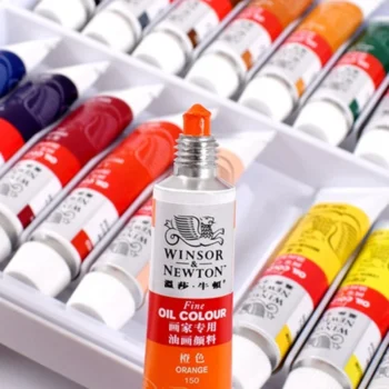 WINSOR&NEWTON Professional Color Oil Paint 12 ML Tube Fine Painting Pigments With Brush And Palette Art Supplies 12/18/24 Colors