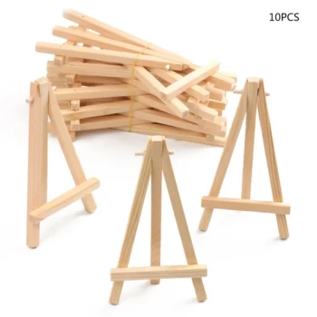 10 A-frame Artist Easels Set Mini Desk Easels Wooden Display Stand Adjustable Paintings Holder Rack for Crafts Pictures Painting