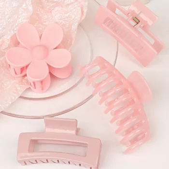 4Pcs Pink Colors Hair Claw Clips Accessories with Multi-Styles, Flower Claw Clips for Thick Hair, Hair Clips For Women Non Slip