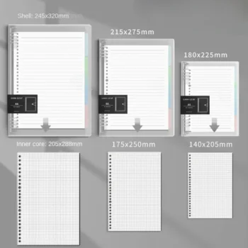60Sheet Replaceable Refill Loose Leaf Notebook A4 A5 B5 Spiral Binder Paper Index Writing Book Stationery Office School Supplies