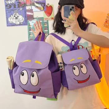 Miniso Disney Dora Explorer Backpack Rescue Bag with Map,Pre-Kindergarten Children's Backpack Toys Purple for Christmas gift