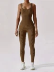 kf-S020ef6165e7b49fe8271de42ad063cc0k-Solid-Color-Ribbed-Yoga-Jumpsuit-Seamless-Slim-Fit-Long-Sleeve-Sports-Bodysuit-Women-s-Sports-Shapewear