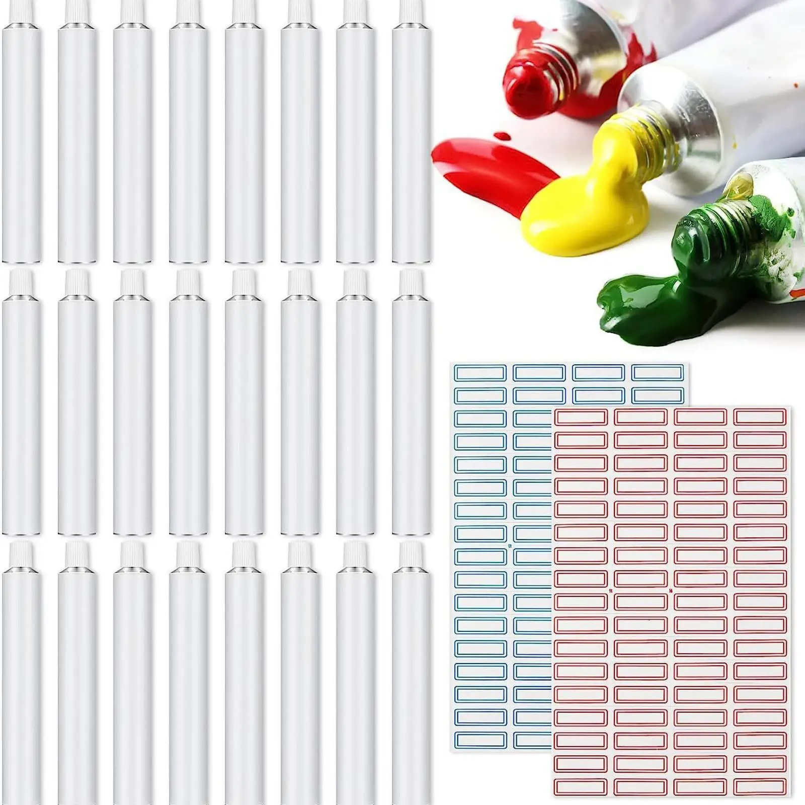 24x,Sample Packing Bottles Jars,Aluminum Empty Toothpaste Paint Tubes,Refillable,Empty Aluminium Tube Containers