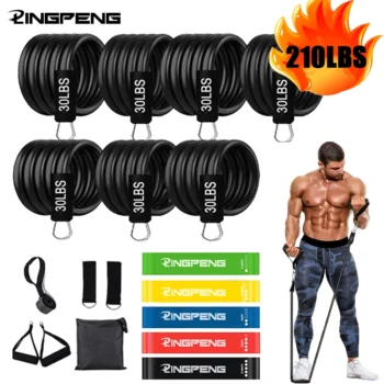 Resistance Bands Set 7 Piece Exercise Band Portable Home Gym Accessories Professional Fitness Elastic Rubber Workout Expander
