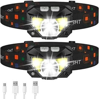 LHKNL Headlamp Flashlight, 1200 Lumen Ultra-Light Bright LED Rechargeable Headlight with White Red Light,2-Pack Waterproof Motion Sensor Head Lamp,8 Mode for Outdoor Camping Running Hiking Fishing  Sports & Outdoors