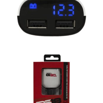 DS18 Car 12 Volt Meter Dual Quick Charger USB Ports Black High Speed 3.0 iPhone