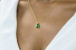 18k Gold Emerald Necklace · Emerald Gold Filled Pendant Necklace · May Birthstone Necklace · 24k Gold Emerald Necklace