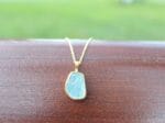 The Marmaris Mavi necklace - Uncut Raw Aquamarine Pendant on Sterling Silver 18K Gold Plated Chain, natural aquamarine pendant on silver