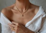 Labradorite Necklace Gold Filled Chain, Layered Necklace Set, Raw Labradorite Stone Necklace, Teardrop Gray Crystal Necklace Gold