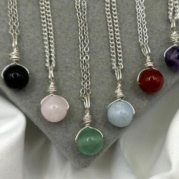 Silver Healing Crystal Necklaces Carnelian Amethyst Rose Quartz Green Aventurine Natural Stone Wire Wrapped Gemstone Dainty Pendant Handmade