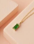 18k Emerald Stone Necklace, May Birthstone Pendant Necklace, Gold Emerald Necklace, Emerald Cut Necklace, Birthstone Jewelry, Gift for Her