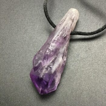 Amethyst Crystal Pendant, 3 Inch Large Raw Purple Amethyst Crystal with Hole Drilled Fits on Chain, Amethyst Necklace, Crystal on a Cord