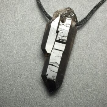 Raw Smoky Quartz Crystal Pendant 2.75 Inch, Natural Dark Smokey Quartz Crystal Necklace, Large Hole Drilled Fits on Chain, Crystal on a Cord