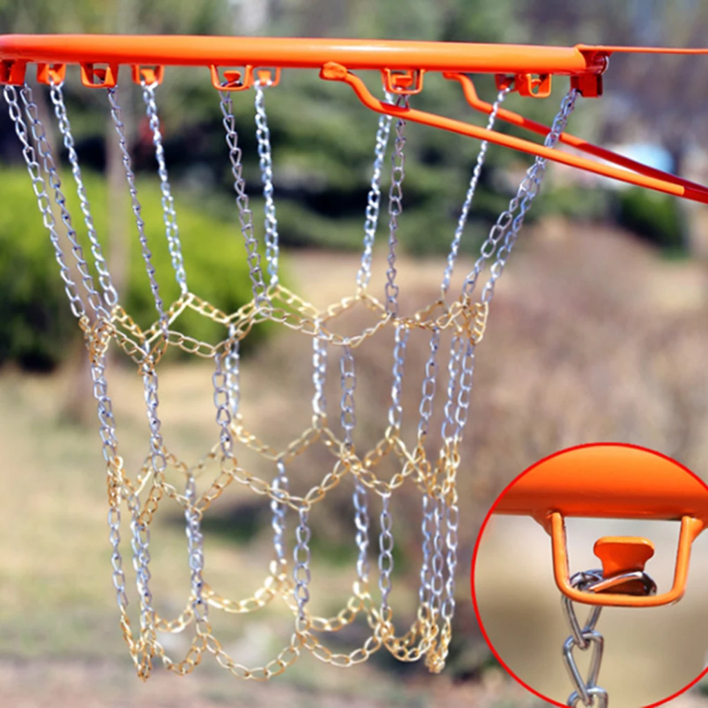 Anti-Rust Basketball Chain Net Heavy Duty Metal Chain Replacement Rim Hoop for Indoor Outdoor