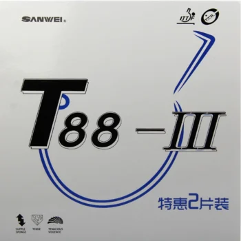 SANWEI T88 III (T88-3) Table Tennis Rubber (Half-sticky, loop) with Sponge Pimples In Original SANWEI Ping Pong Rubber