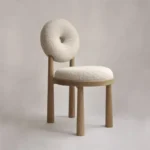 Nordic designer back chair dressing home cashmere chair all solid wood dining chair