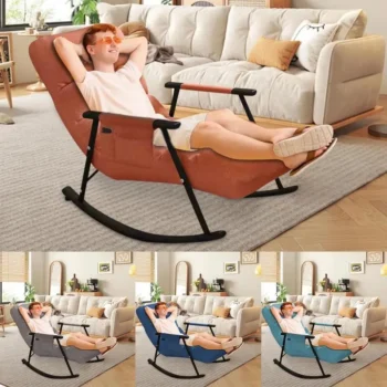 Waterproof and Anti-Fouling Extended Version Rocking Chair for Relaxation and Comfort Single Person Sofa 5 Angle Adjustment