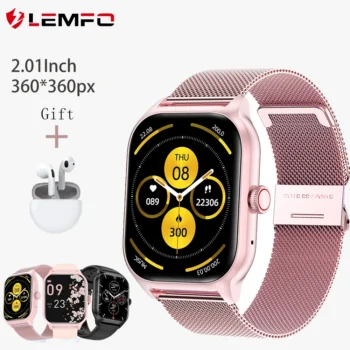 LEMFO LT10 Smart Watch 2024 Men 2.01'' Screen 360*360 Bluetooth Dial Call Bluetooth Call Sport Fitness Tracker Gift Smartwatch