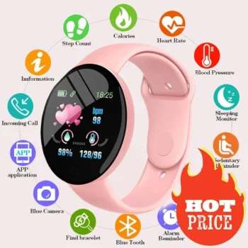 New D18 Smart Watch Men Women Smartwatch Heart Rate Blood Pressure Monitor Fitness Tracker Watch Smart Bracelet for Ios Android