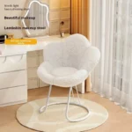 kf-S64f7edc7f7f4484d9827749ec82770e1w-Cute-White-Back-Vanity-Chair-Spinning-Fluffy-Wheels-Adjustable-Stool-Vanity-Chair-Modern-Metal-Petit-Meuble
