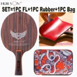 HUIESON Ebony Wing Table Tennis Blade Sticky Rubber Waterproof Racket Bag Set 5 Pure Wood and 2 Carbon Fiber Loop Fast Break Bat