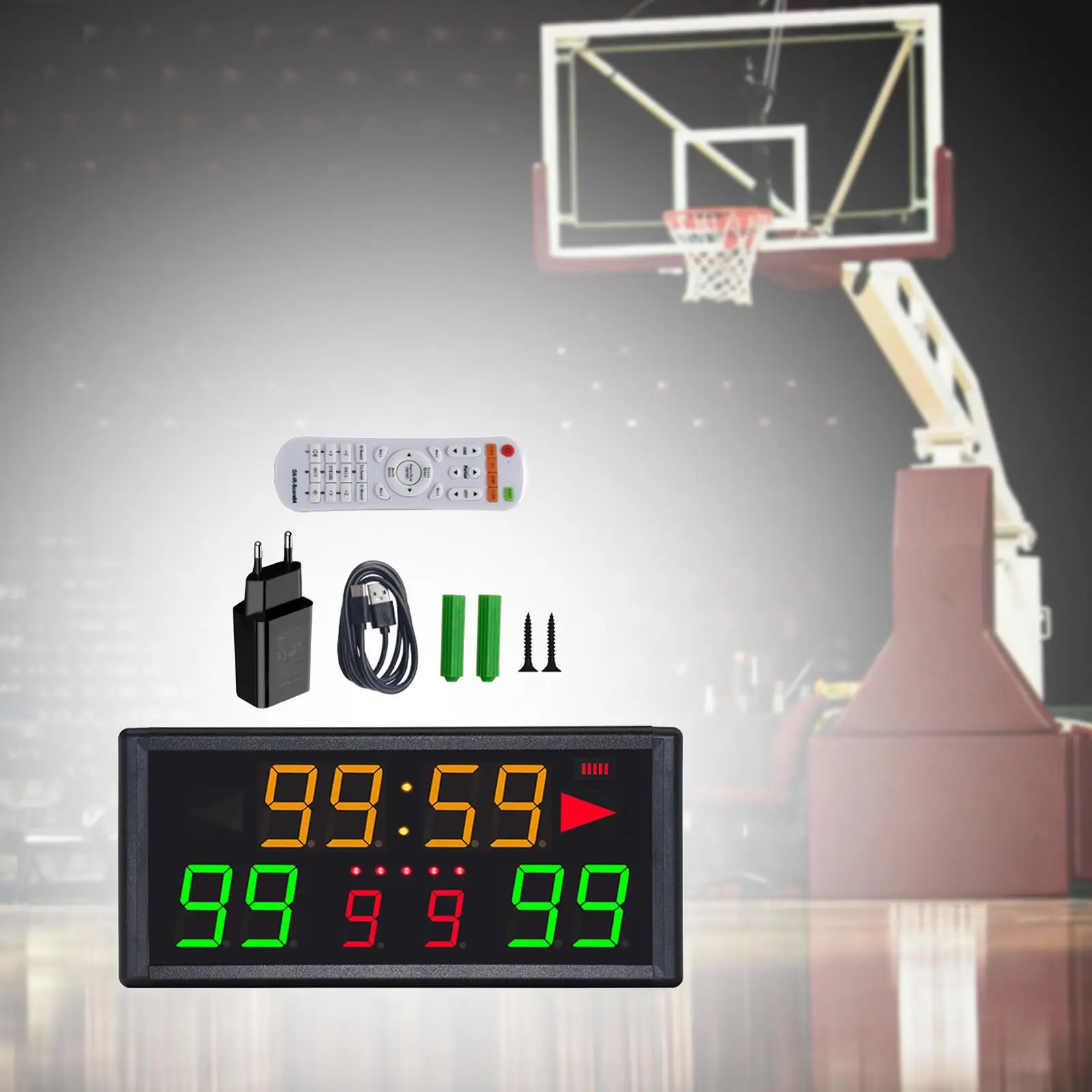 Digital Scoreboard 30M Visual Distance Remote Control Durable Portable Score Clock for Basketball Badminton Volleyball Football