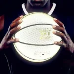 PU Leather Holographic Basketball Ball Glow Luminous Reflective Basketball Size 7 for Night Game Great Gift Glowing Balls
