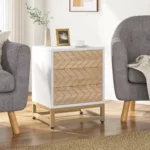 Tribesigns Nightstand , Modern 3 Drawers Bedside Table with Unique Zig Zag Design, End Table for Bedroom Living Room