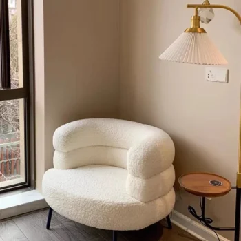 Lamb Wool Lazy Sofa Chair,Living Room,Stool Bedroom,Dressing Room,Single Makeup Chair,Furniture Armchair
