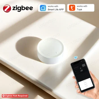 Tuya ZigBee Smart Knob Switch Wireless Push Scene Button Rotatable Dimmer Switch Home Automation Scenarion Remoter Controller