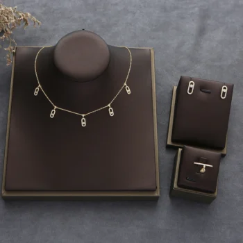 Trendy Dainty Initial Necklace Earring Ring Sets Stackable For Women Girlfriend Wife Gift Pendientes Mujer Moda HXN013