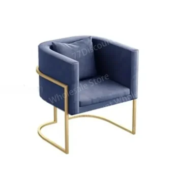 Nordic Gold Simple Backrest Dressing Lounge Stool Light Luxury Negotiation Seats Bedroom Table Makeup Chair Living Room