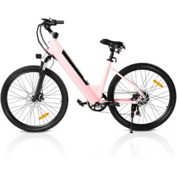 Electric Bike,26" EBike,20MPH, 40+Miles(PAS),Pink Commuting Electric Mountain Bicycle with 432Wh 12Ah Removable Built-in Battery