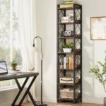 kf-S1c371b05fa8a40eaa34baaa3d5f81f26k-Tribesigns-78-7-Inch-Extra-Tall-Narrow-Bookshelf-7-Tier-Skinny-Bookcase-for-Small-Spaces-Freestanding