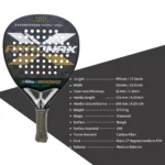New Professional 18K Padel Paddle Tennis Racket Soft Face Carbon Fiber Soft EVA Face Sports Racquet Outdoors Equipment