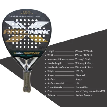 New Professional 18K Padel Paddle Tennis Racket Soft Face Carbon Fiber Soft EVA Face Sports Racquet Outdoors Equipment