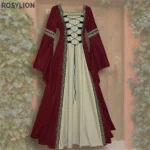 Ladies European Performance Costume Long Retro Middle Ages Gothic Dress Large Size 5xl Girls Medieval French Court Gown Dresses
