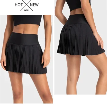Women Pleated Sports Tennis Skirts High Waist Yoga Fitness Shorts Skirt Gym Golf Wear Running Casual Mini Skirt With Pockets