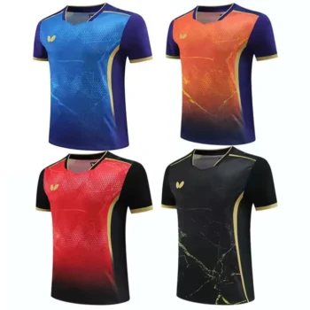 Custom men's and women's table tennis quick drying T-shirt breathable light badminton T-shirt lapel team custom pattern