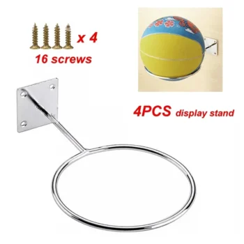 4Pcs Wall-mounted Basketball Rack Simple Wrought Iron Home Football Basketball Storage Rack Home Decoration Fixed Ball Holder