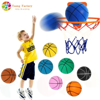 Diameter 24 cm Bouncing Silent Basketball Colorful Indoor Mute Ball No Noise Soft PU Foam Sports Ball Squeezable Silent Ball