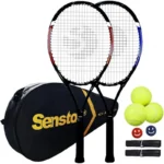 AQSenston Tennis Rackets for Adults 27 inch Tennis Racquets - 2 Player Tennis Racket Set with 3balls,2 Grips,2 Vibration Dampers