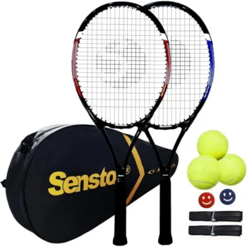 AQSenston Tennis Rackets for Adults 27 inch Tennis Racquets - 2 Player Tennis Racket Set with 3balls,2 Grips,2 Vibration Dampers
