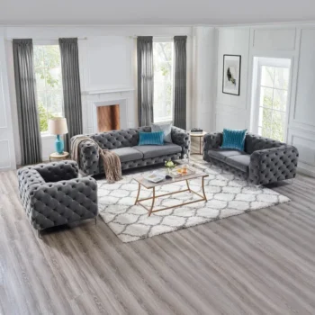 2024 Modern Living Room Sofa Seat in Stock Luxury Sofa Set Couch Customized Velvet or Leather Chesterfield Sofa