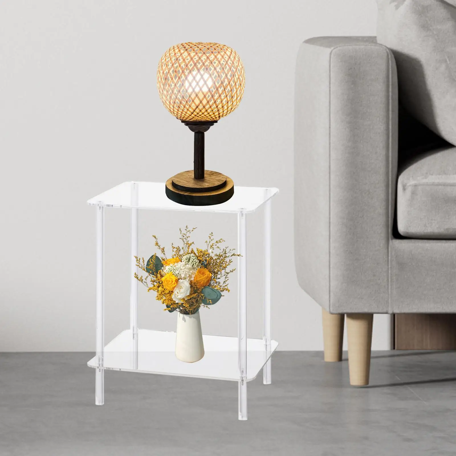 Acrylic Table End Table Bedside Furniture Suitable for Living Room Easy Assembly for Bathroom Hallway Bedroom Bedside Office