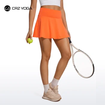 CRZ YOGA UPF 50+ Tennis Skirts for women High Waisted Flowy Pleated Golf Athletic Workout Sports Skirt with Pockets